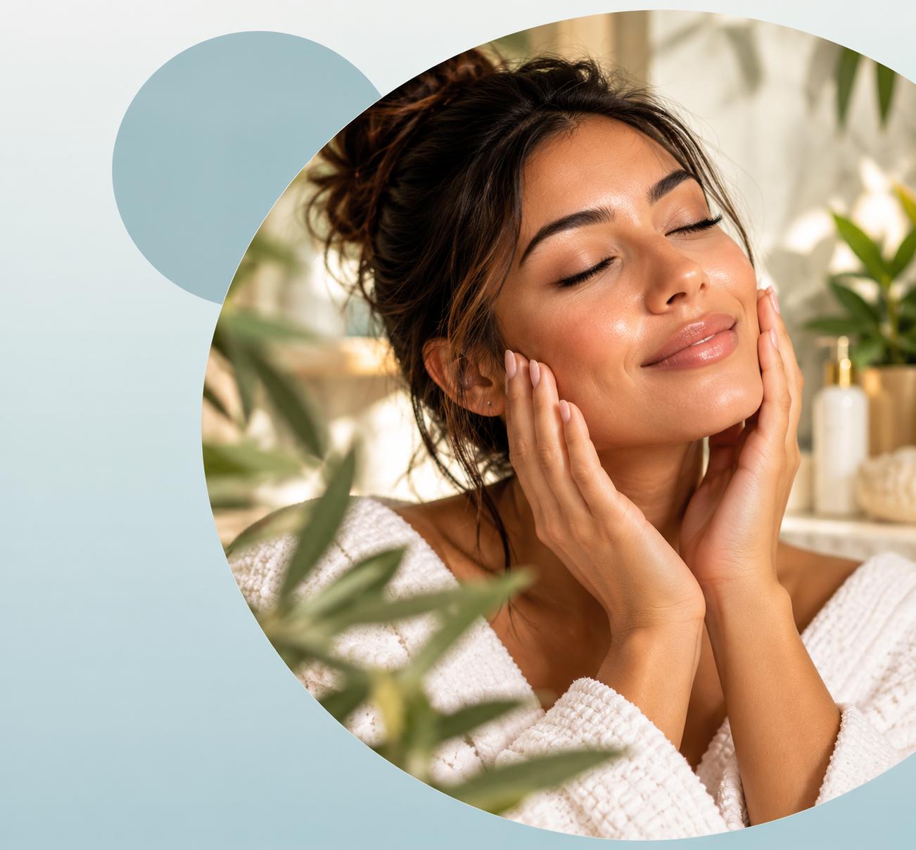 Woman with glowing skin enjoying a skincare moment for Skin Zen Insider in Severn, Maryland.